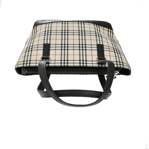 BURBERRY Logo Nova Check Shoulder Tote Bag Canvas Leather Beige Black 83RL399 - Picture 5 of 16